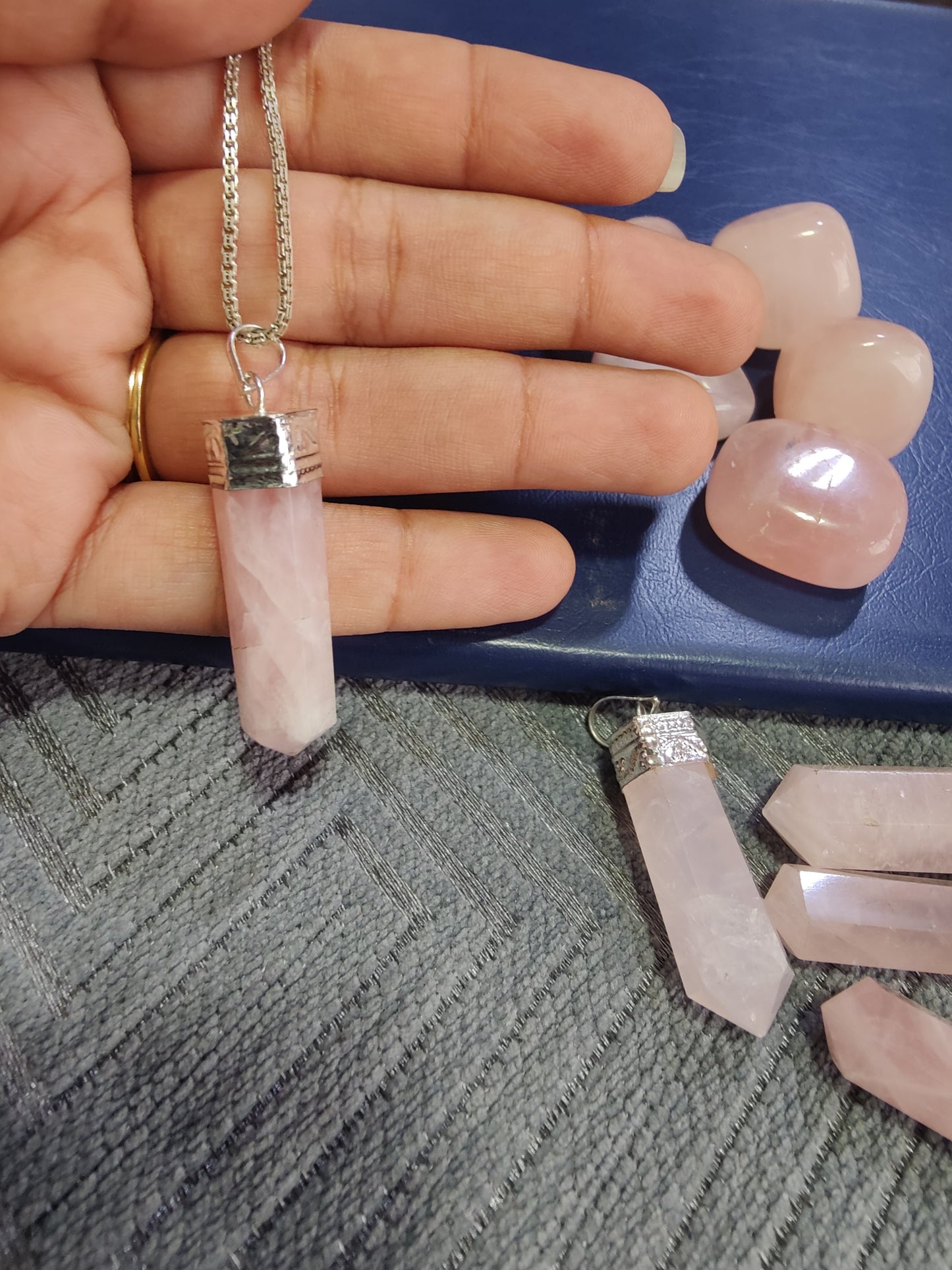 Attract Love Rose Quartz Pencil Pendant