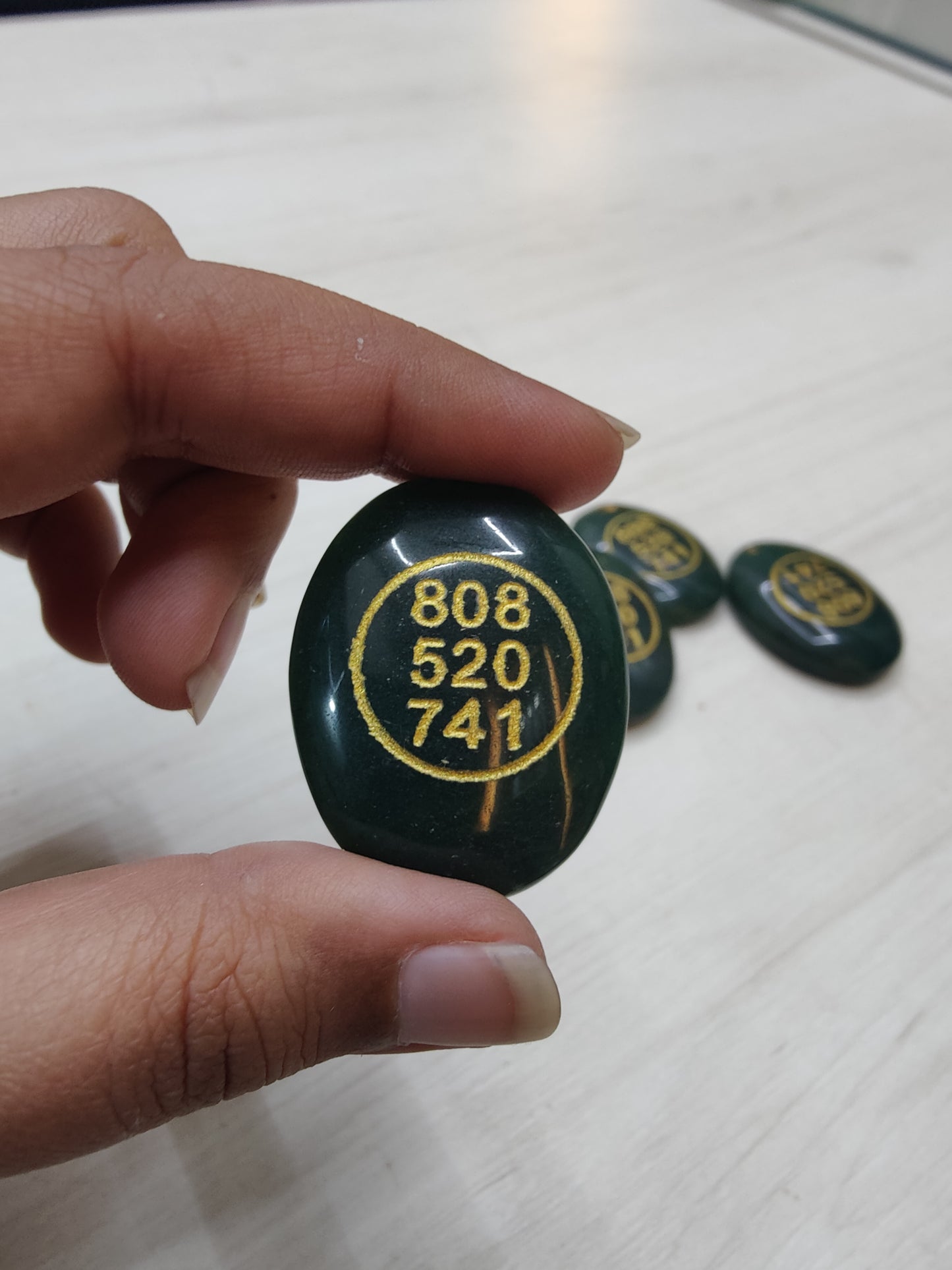 Green Aventurine Prosperity Coin with Zibu Symbol