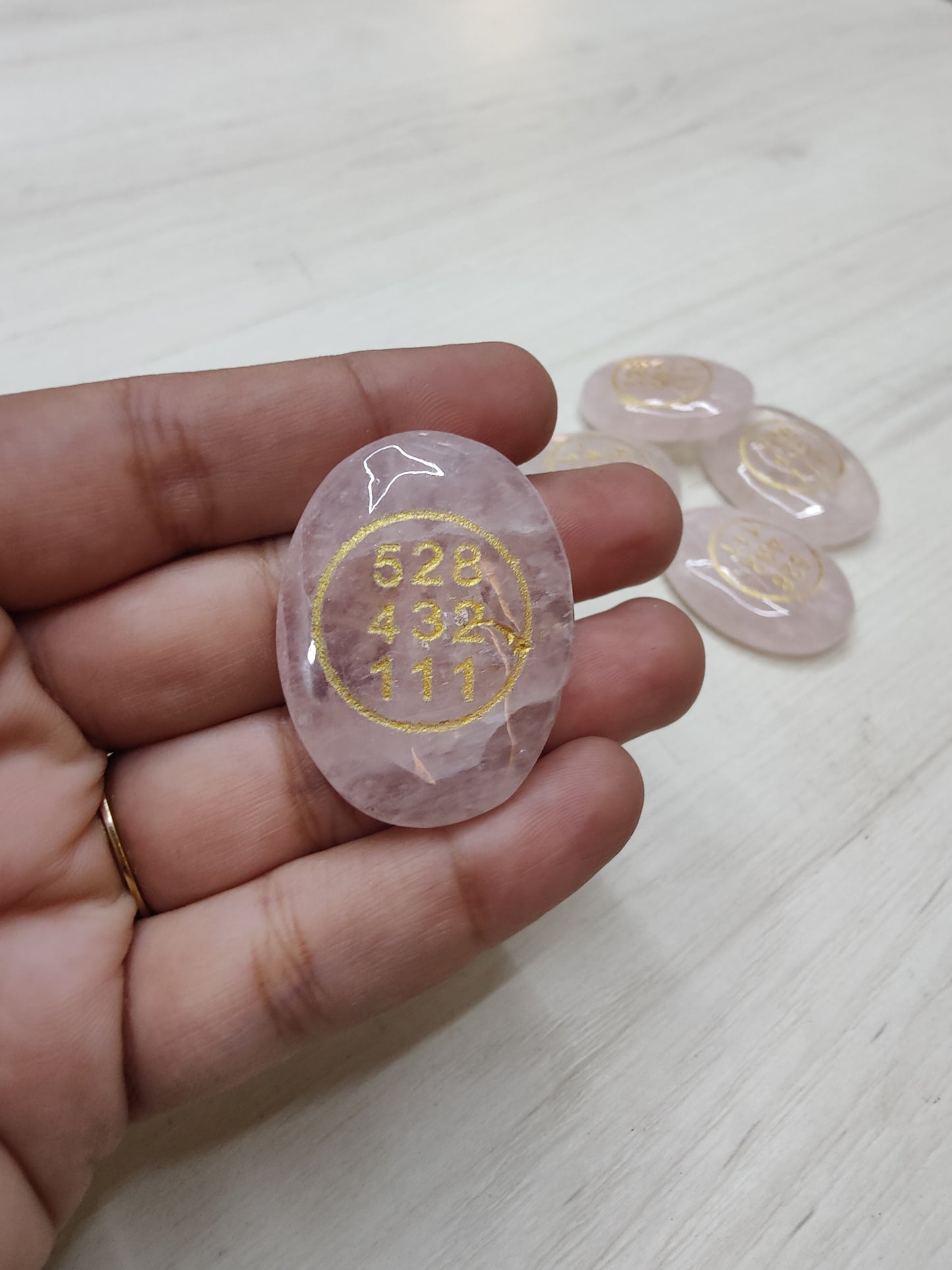Rose Quartz Coin with Zibu Symbol
